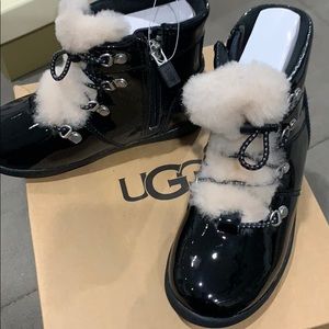 T Ager Genuine Shearling Polished Boot- Brand new